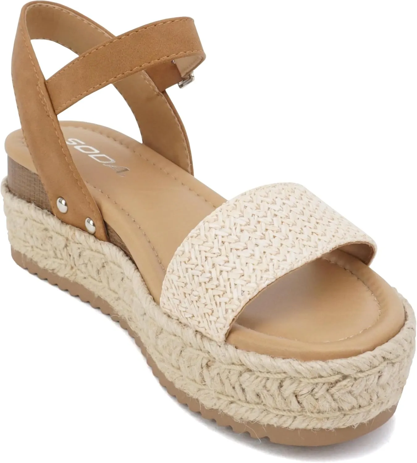Soda CLIP ~ Women Open Toe Ankle Strap Platform Espadrille Sandal
