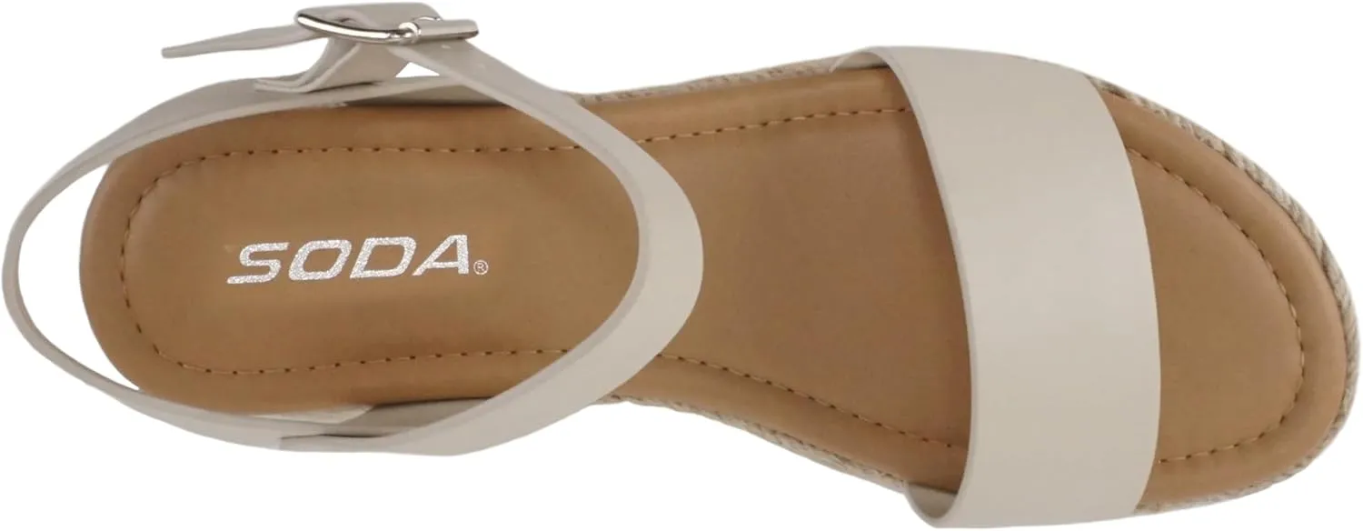 Soda CLIP ~ Women Open Toe Ankle Strap Platform Espadrille Sandal