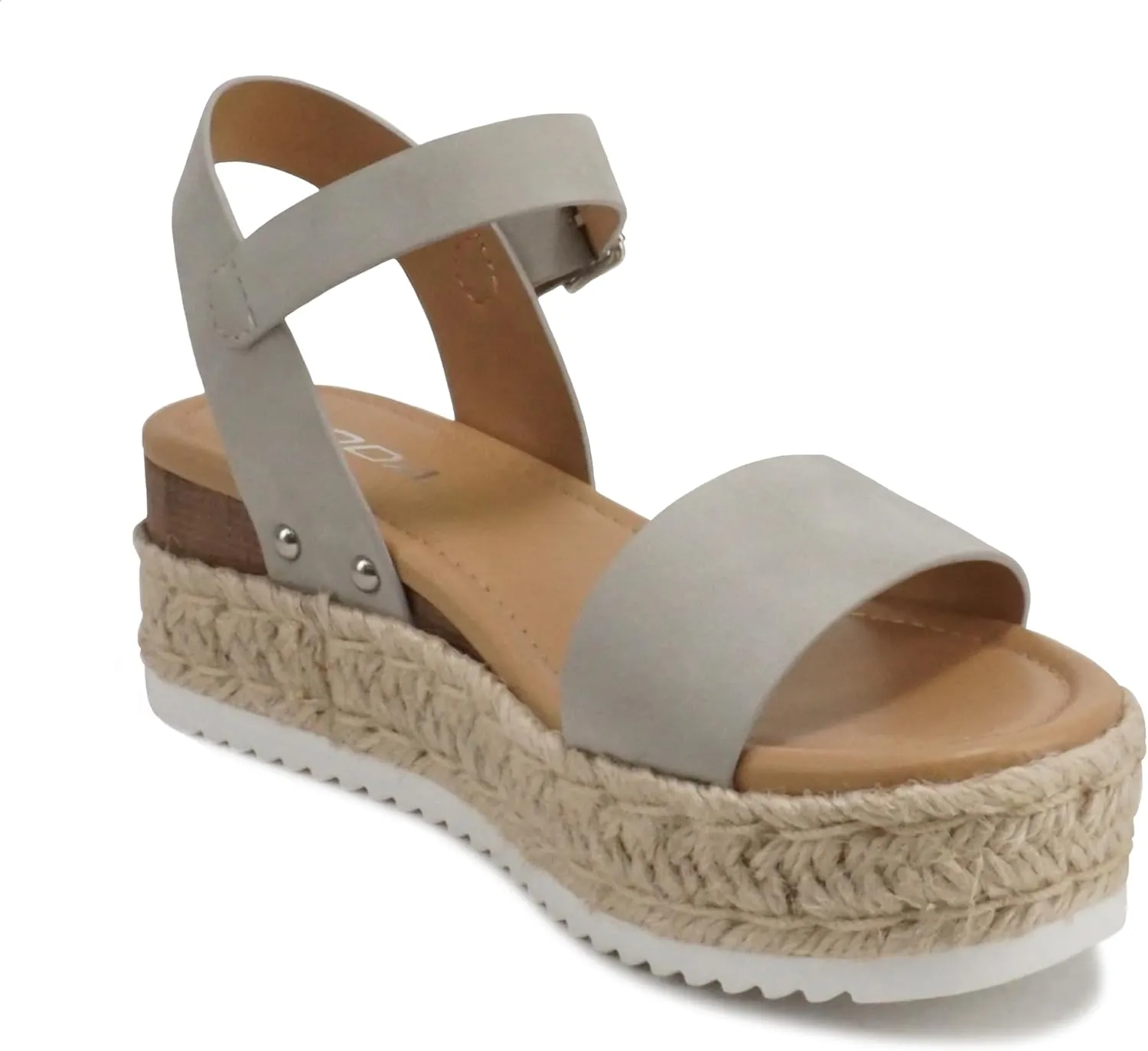 Soda CLIP ~ Women Open Toe Ankle Strap Platform Espadrille Sandal