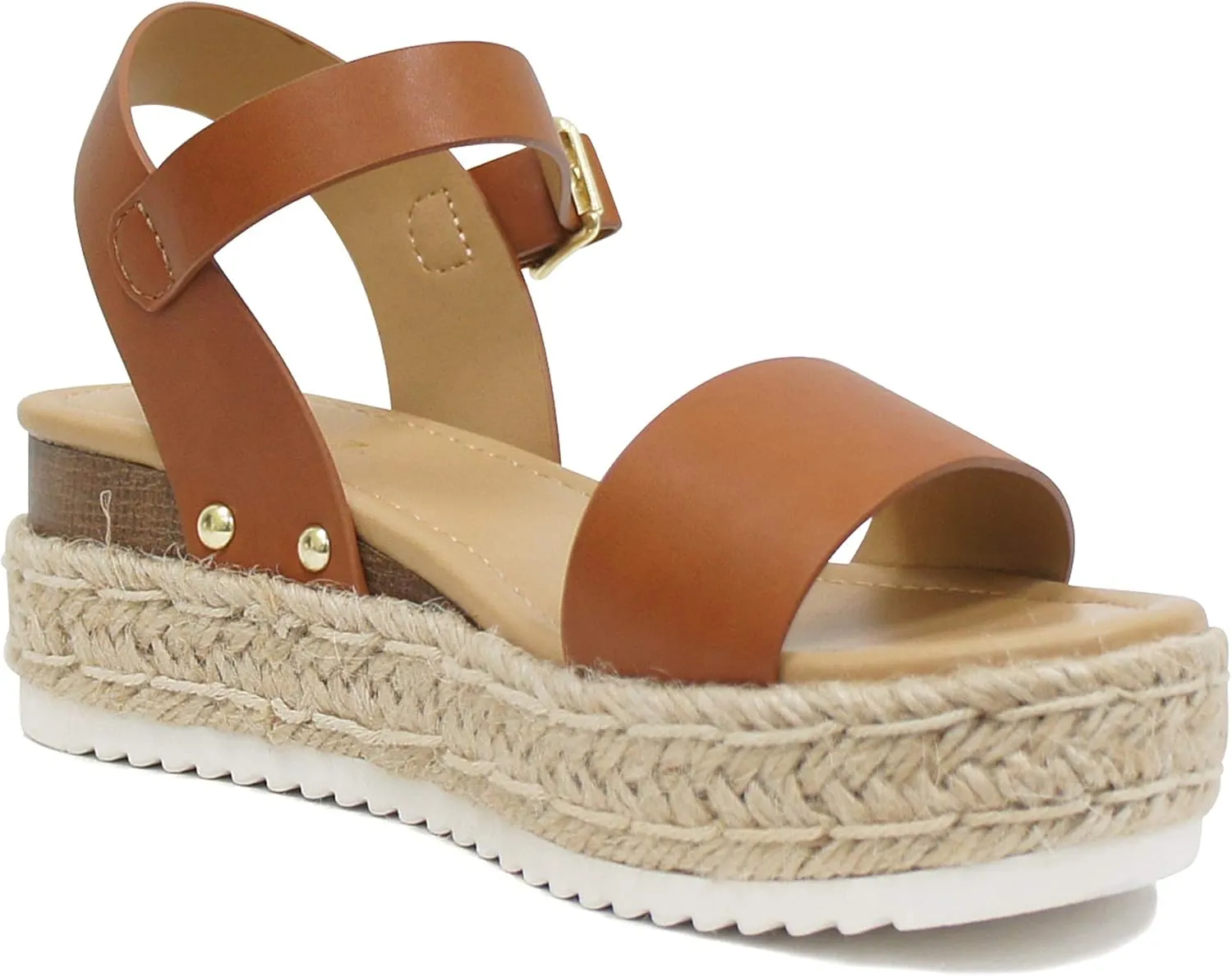 Soda CLIP ~ Women Open Toe Ankle Strap Platform Espadrille Sandal