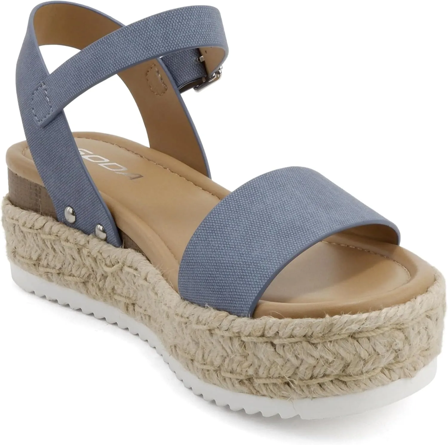 Soda CLIP ~ Women Open Toe Ankle Strap Platform Espadrille Sandal