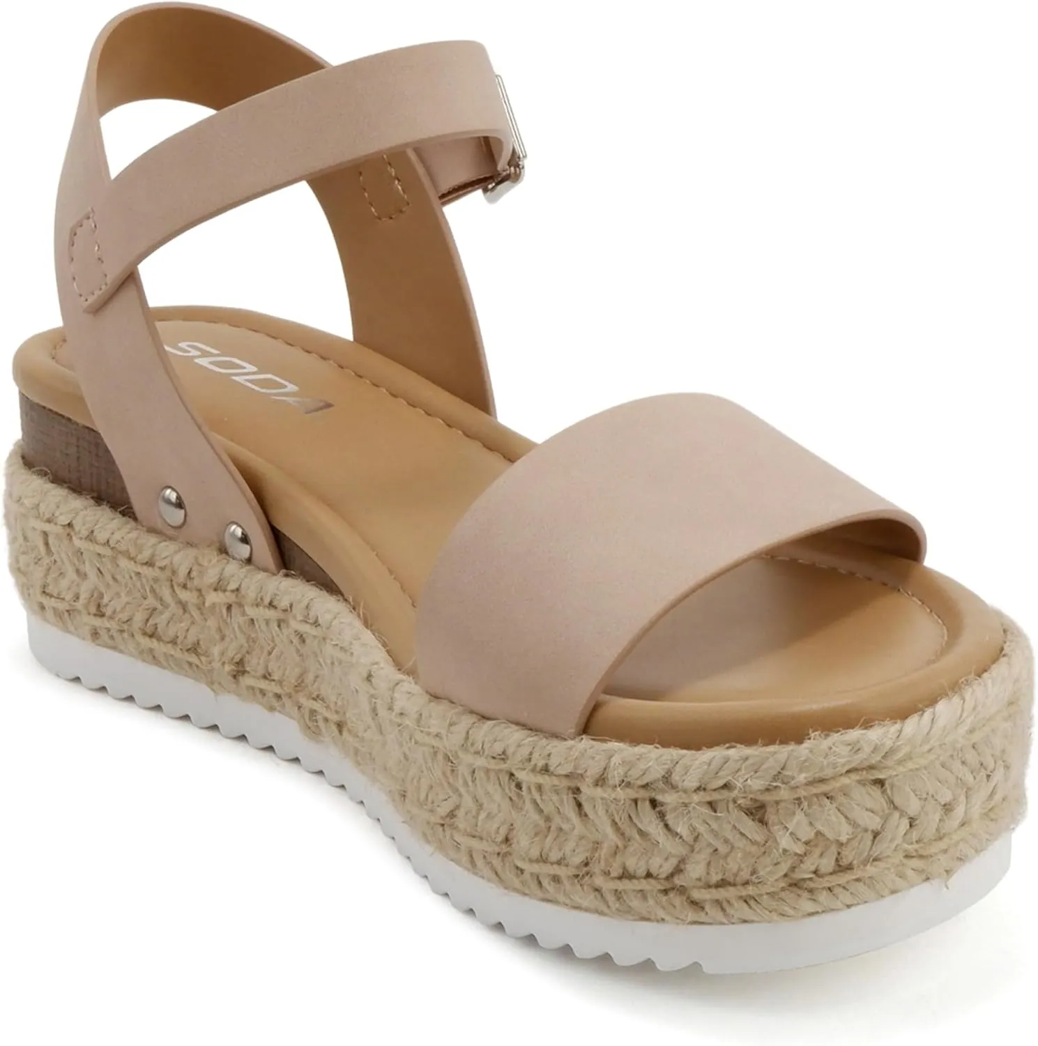 Soda CLIP ~ Women Open Toe Ankle Strap Platform Espadrille Sandal