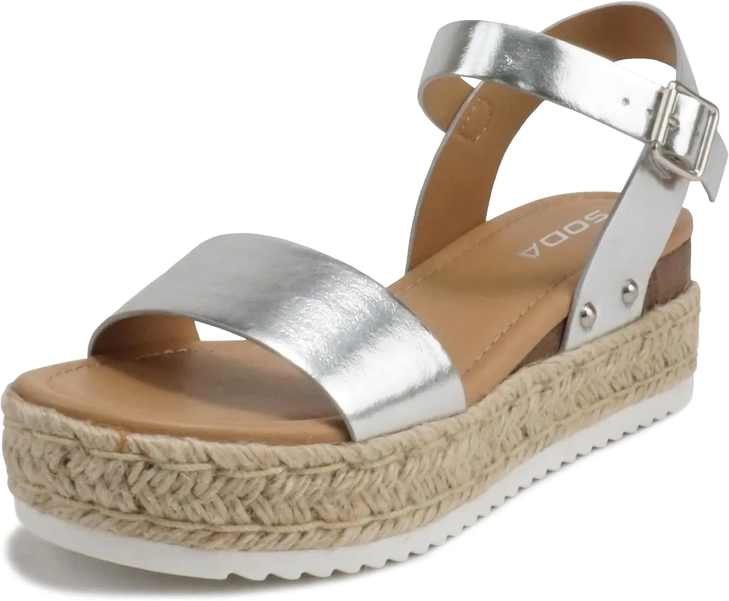 Soda CLIP ~ Women Open Toe Ankle Strap Platform Espadrille Sandal