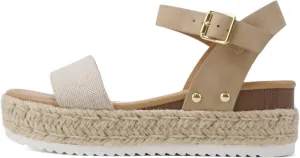 Soda CLIP ~ Women Open Toe Ankle Strap Platform Espadrille Sandal