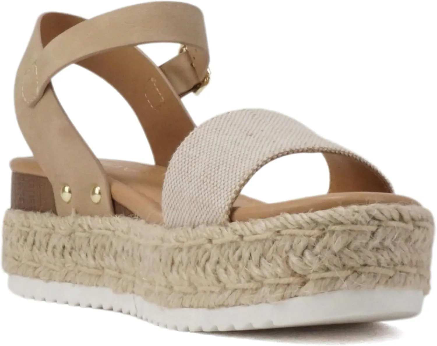 Soda CLIP ~ Women Open Toe Ankle Strap Platform Espadrille Sandal