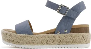 Soda CLIP ~ Women Open Toe Ankle Strap Platform Espadrille Sandal