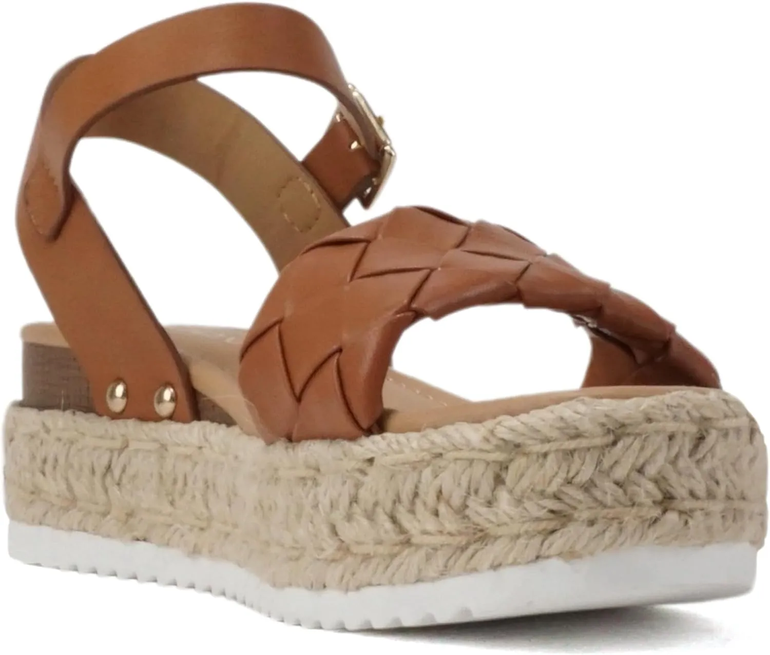 Soda CLIP ~ Women Open Toe Ankle Strap Platform Espadrille Sandal