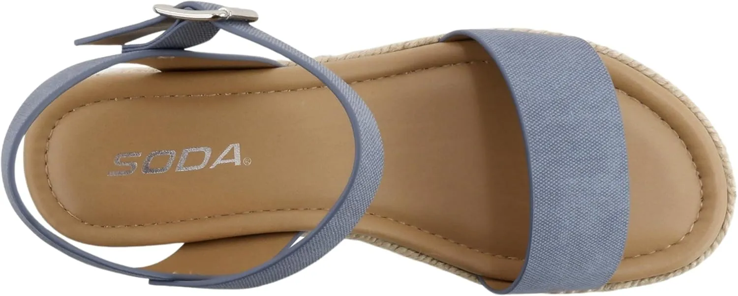 Soda CLIP ~ Women Open Toe Ankle Strap Platform Espadrille Sandal