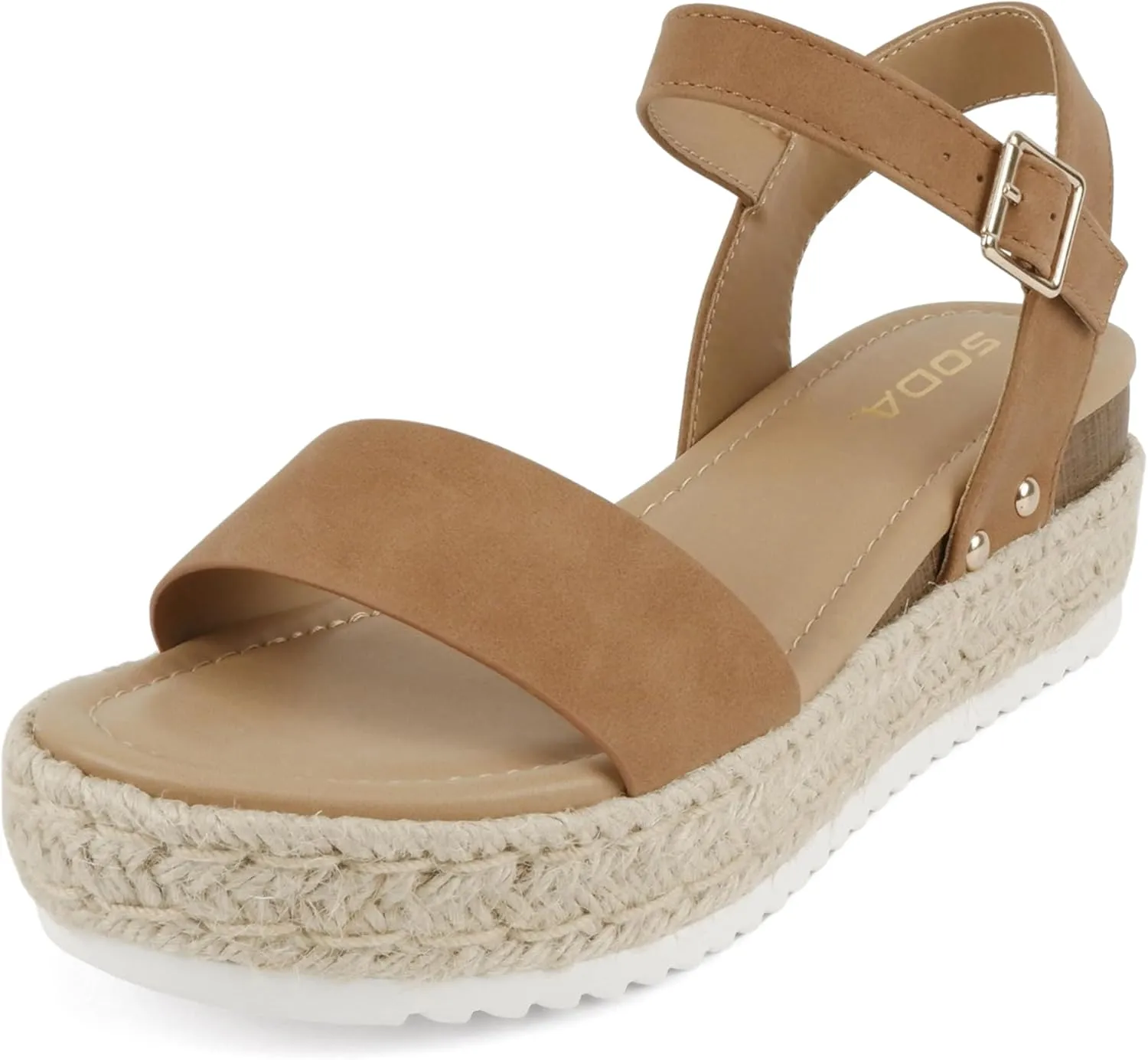 Soda CLIP ~ Women Open Toe Ankle Strap Platform Espadrille Sandal