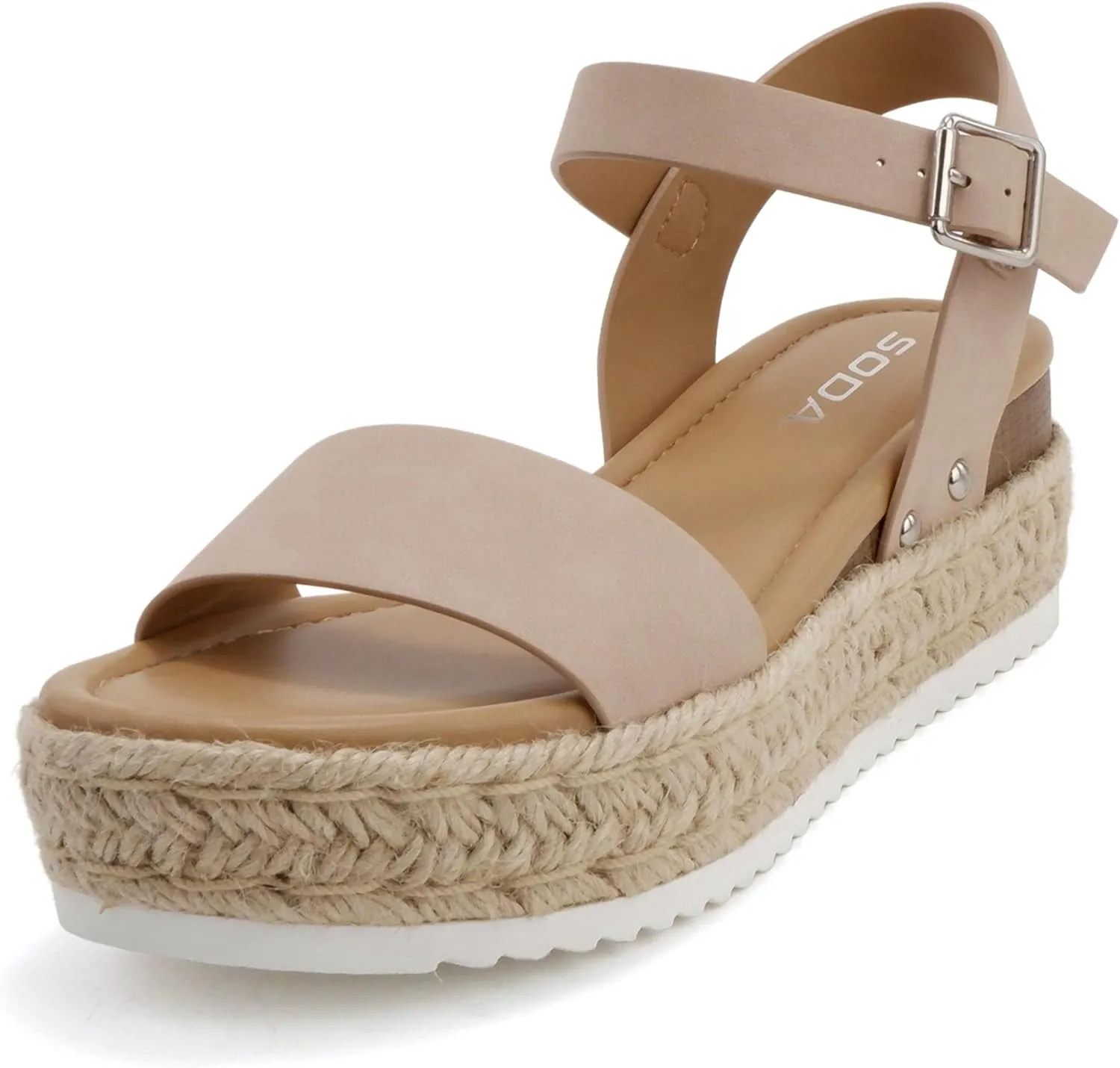Soda CLIP ~ Women Open Toe Ankle Strap Platform Espadrille Sandal