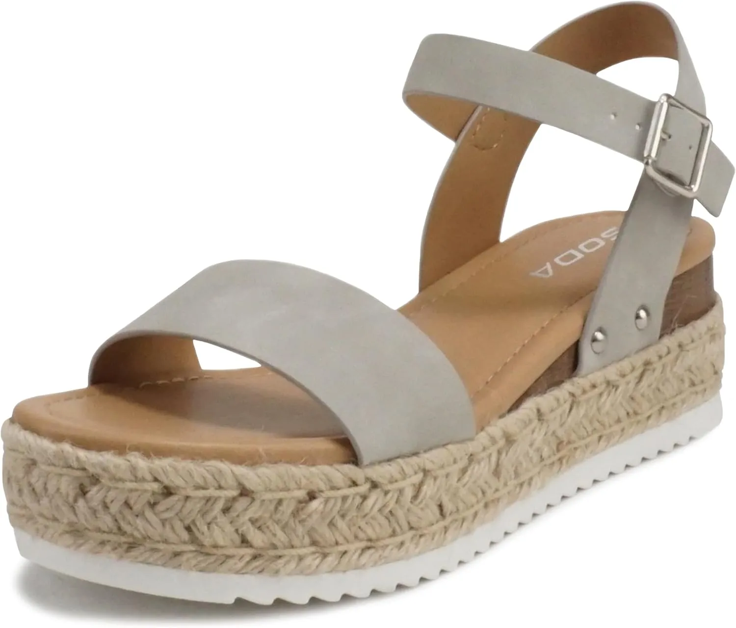 Soda CLIP ~ Women Open Toe Ankle Strap Platform Espadrille Sandal
