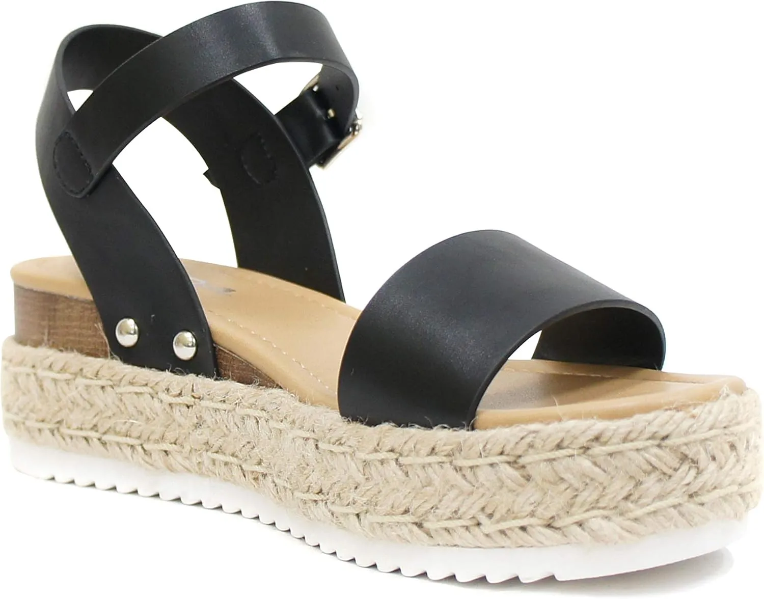 Soda CLIP ~ Women Open Toe Ankle Strap Platform Espadrille Sandal