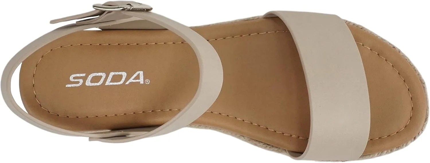 Soda CLIP ~ Women Open Toe Ankle Strap Platform Espadrille Sandal