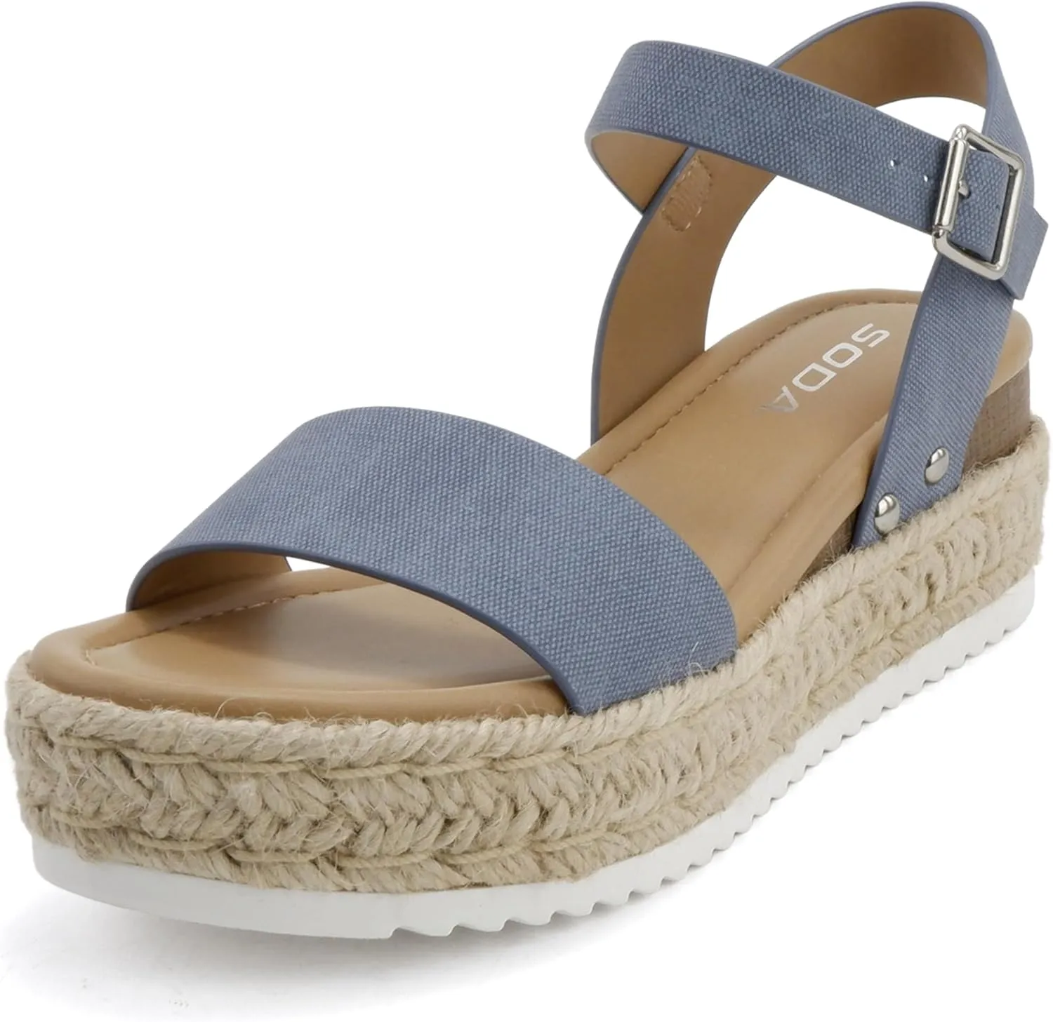 Soda CLIP ~ Women Open Toe Ankle Strap Platform Espadrille Sandal