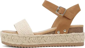 Soda CLIP ~ Women Open Toe Ankle Strap Platform Espadrille Sandal
