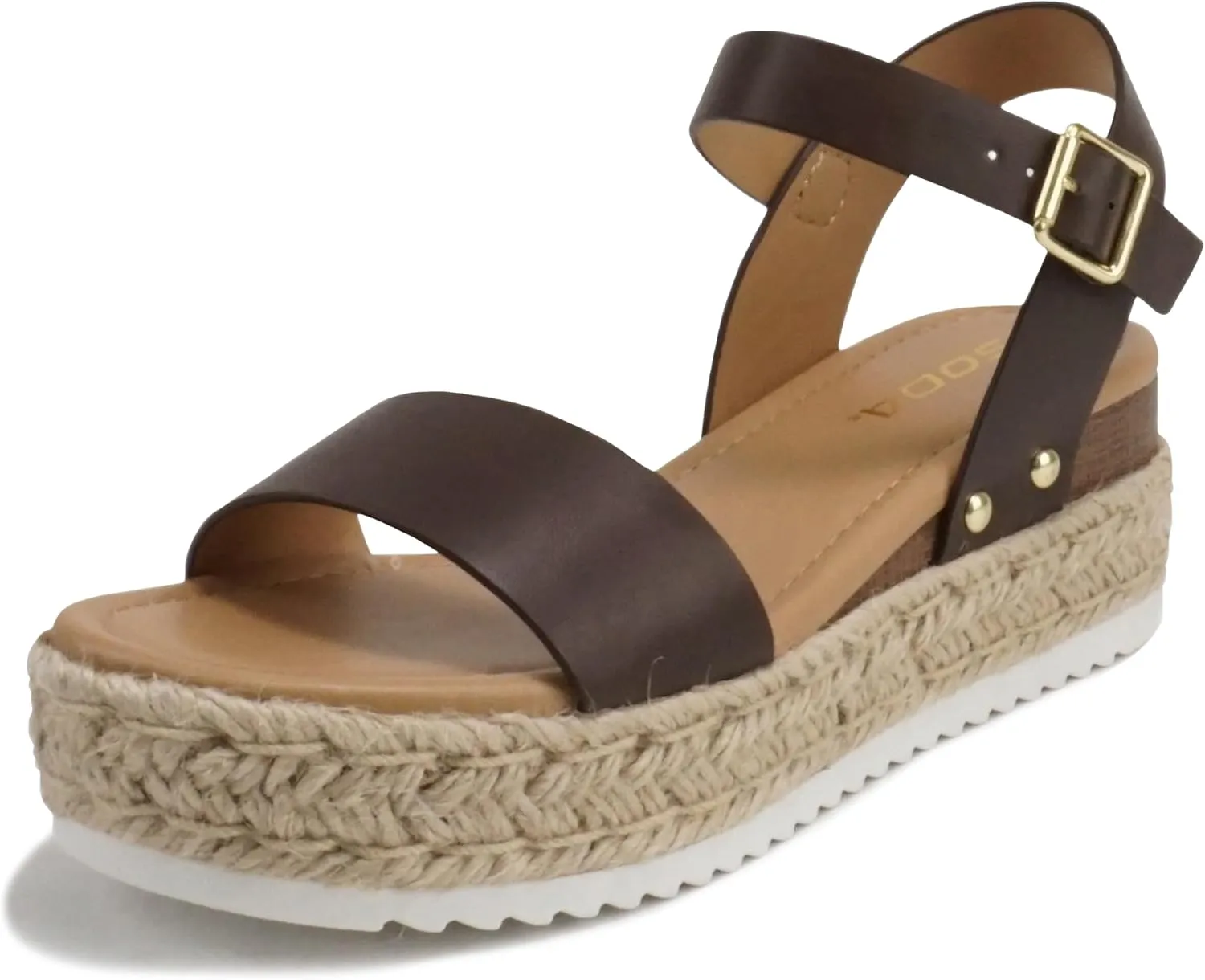 Soda CLIP ~ Women Open Toe Ankle Strap Platform Espadrille Sandal