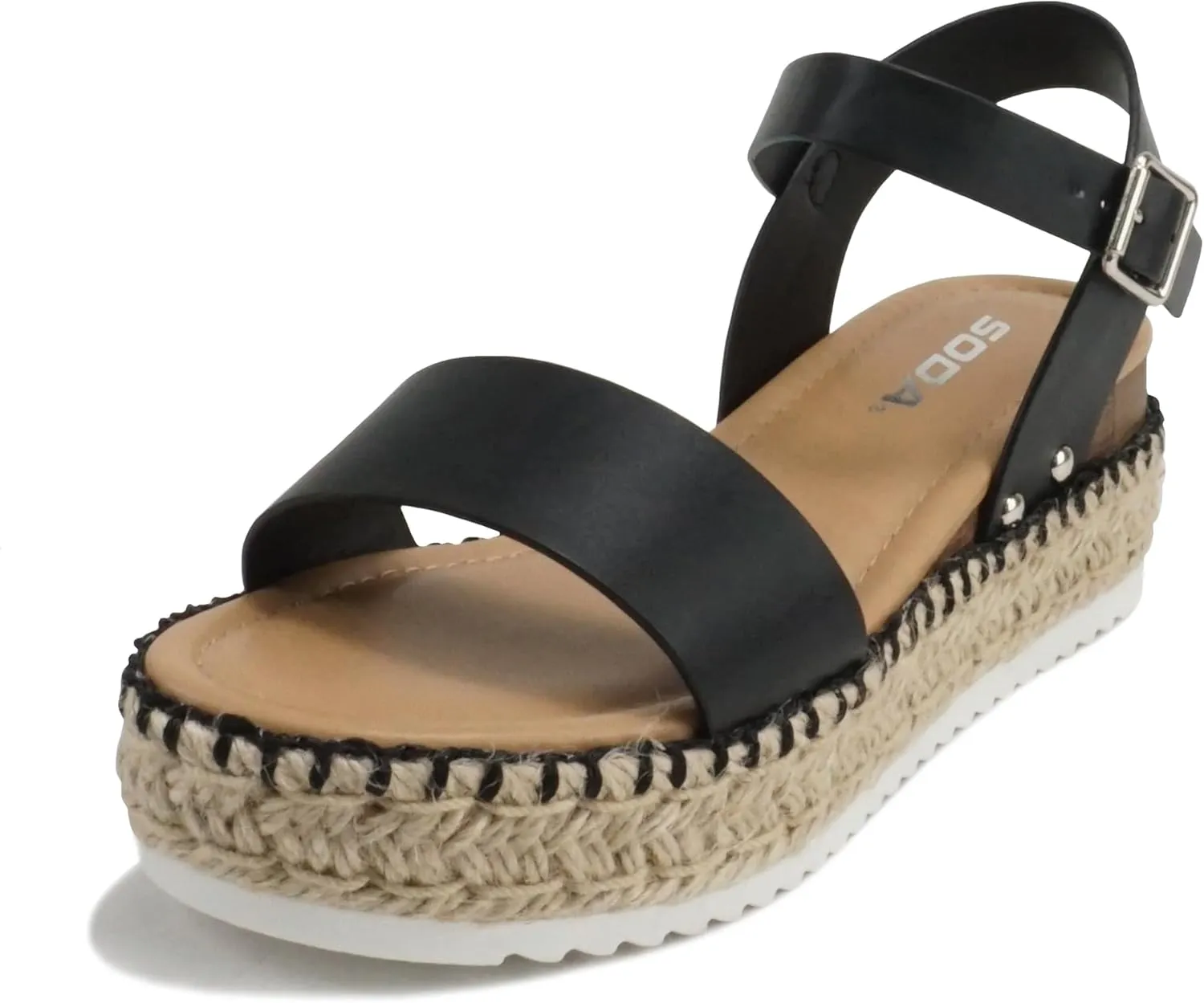 Soda CLIP ~ Women Open Toe Ankle Strap Platform Espadrille Sandal