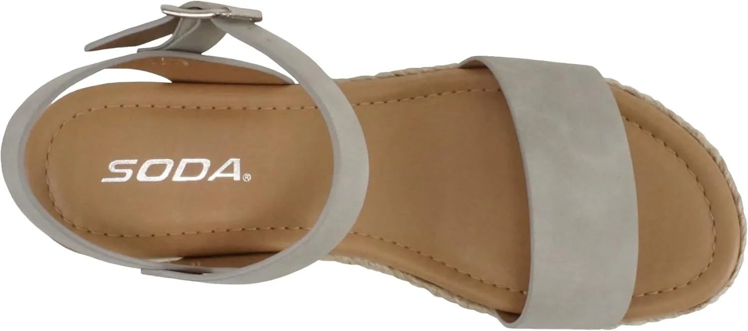 Soda CLIP ~ Women Open Toe Ankle Strap Platform Espadrille Sandal
