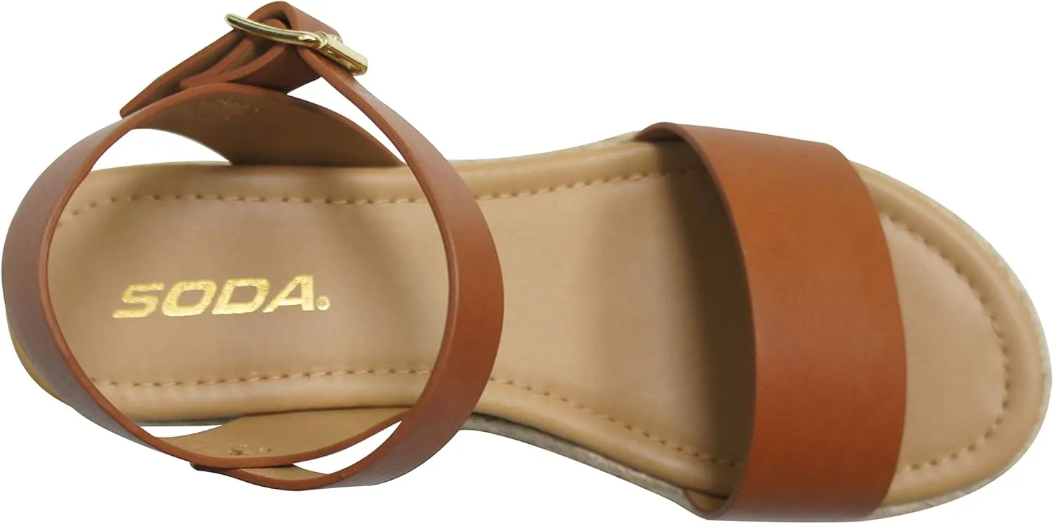 Soda CLIP ~ Women Open Toe Ankle Strap Platform Espadrille Sandal
