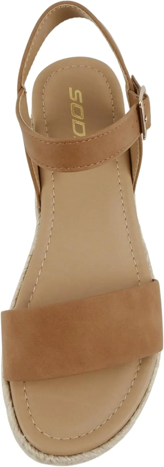 Soda CLIP ~ Women Open Toe Ankle Strap Platform Espadrille Sandal