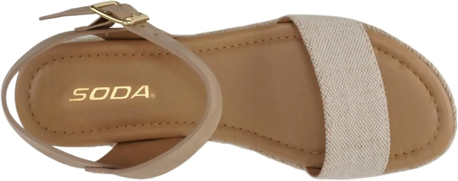 Soda CLIP ~ Women Open Toe Ankle Strap Platform Espadrille Sandal