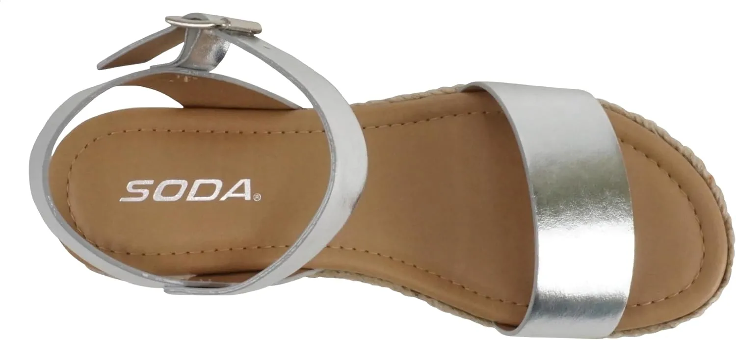 Soda CLIP ~ Women Open Toe Ankle Strap Platform Espadrille Sandal