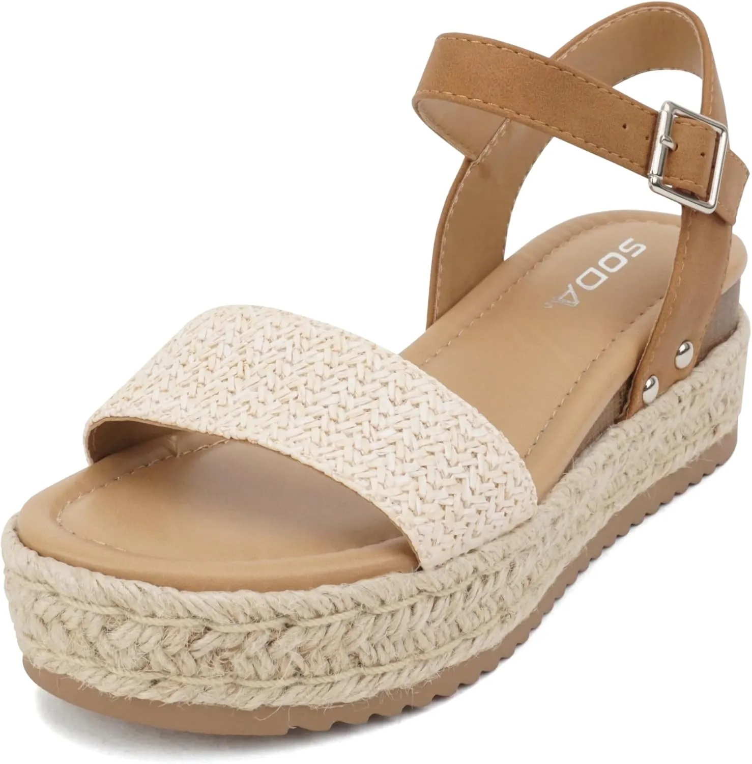 Soda CLIP ~ Women Open Toe Ankle Strap Platform Espadrille Sandal
