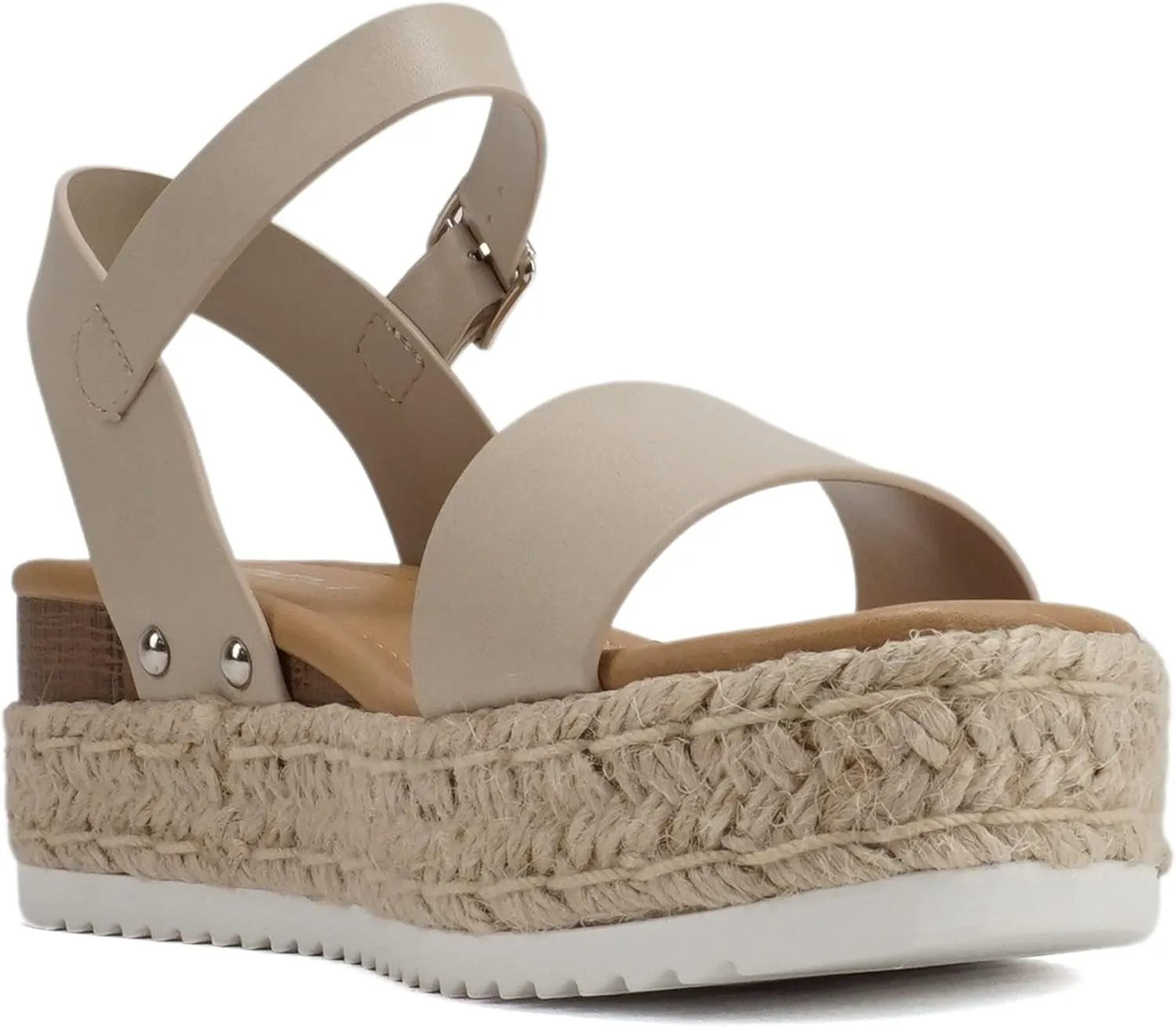 Soda CLIP ~ Women Open Toe Ankle Strap Platform Espadrille Sandal