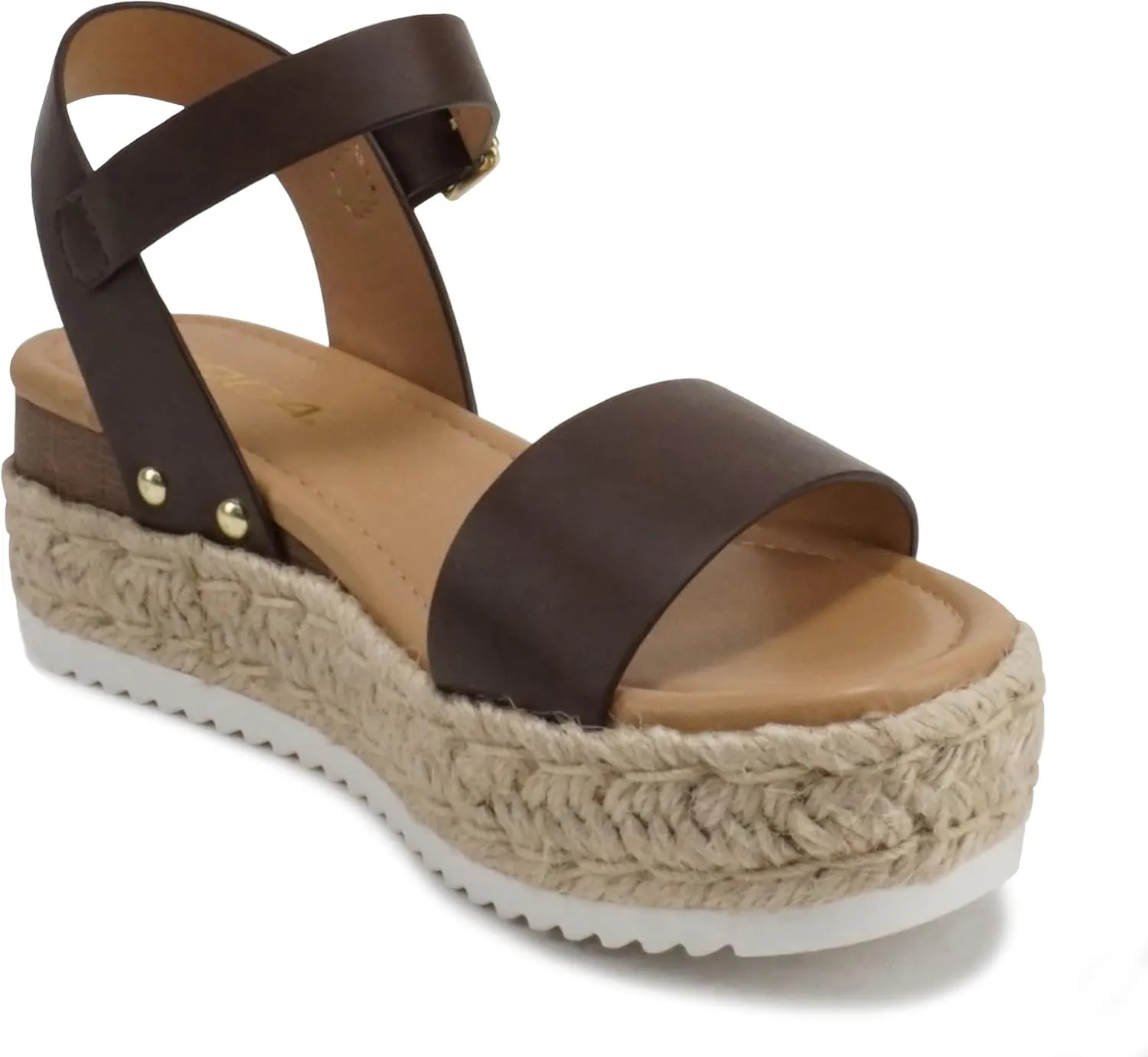 Soda CLIP ~ Women Open Toe Ankle Strap Platform Espadrille Sandal