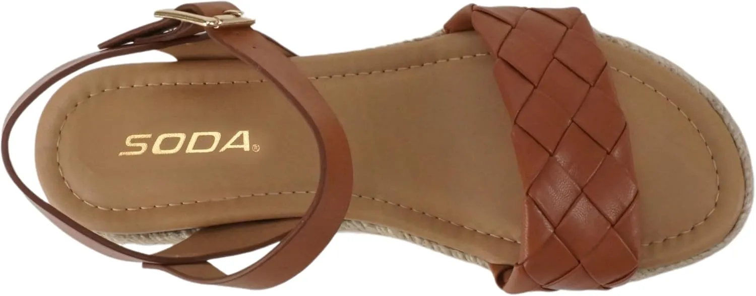 Soda CLIP ~ Women Open Toe Ankle Strap Platform Espadrille Sandal