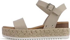 Soda CLIP ~ Women Open Toe Ankle Strap Platform Espadrille Sandal