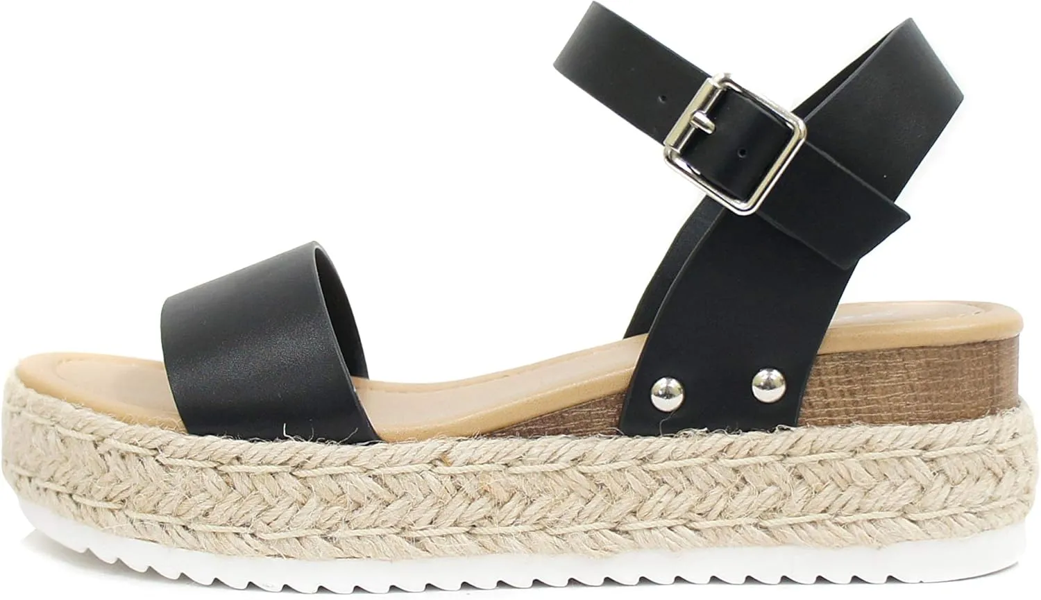 Soda CLIP ~ Women Open Toe Ankle Strap Platform Espadrille Sandal