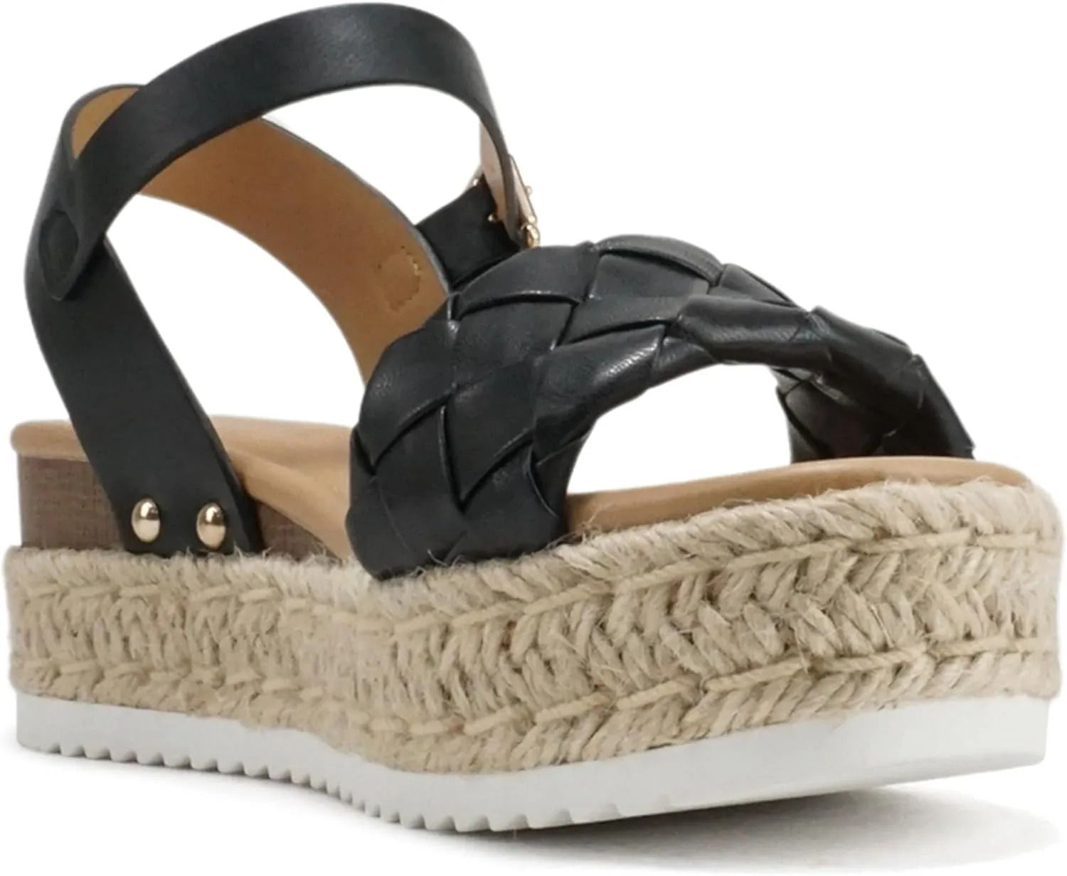 Soda CLIP ~ Women Open Toe Ankle Strap Platform Espadrille Sandal