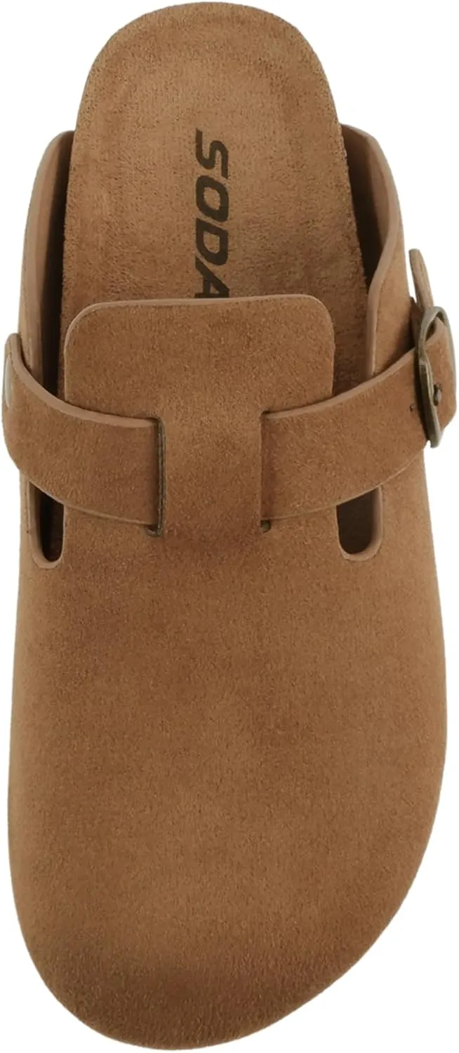 Soda Regis ~ Women Round Toe Buckle Strap Slip-On Flatform Clog