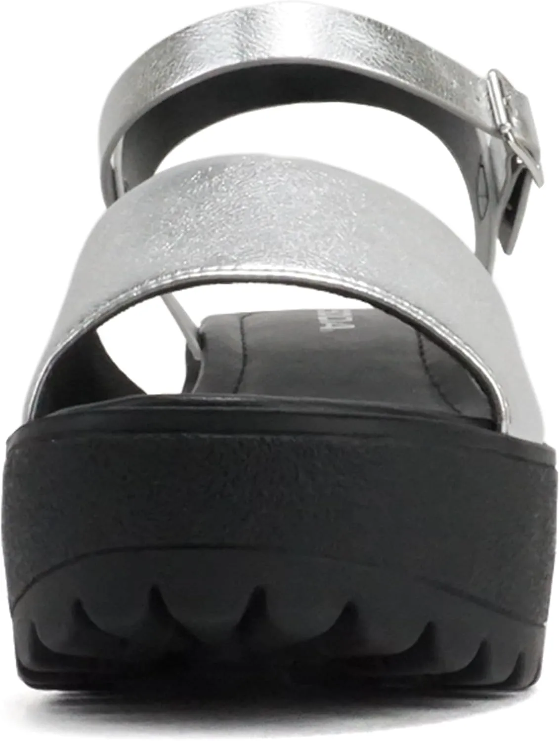 Soda “Stacie” ~ Women Open Toe Lug Sole Mid Block Heeled Sandals with Adjustable Ankle Strap