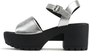 Soda “Stacie” ~ Women Open Toe Lug Sole Mid Block Heeled Sandals with Adjustable Ankle Strap