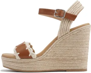 Soda “Virtual” ~ Women Square Toe Woven Single Band Espadrille Wedge Sandal with Adjustable Ankle Strap