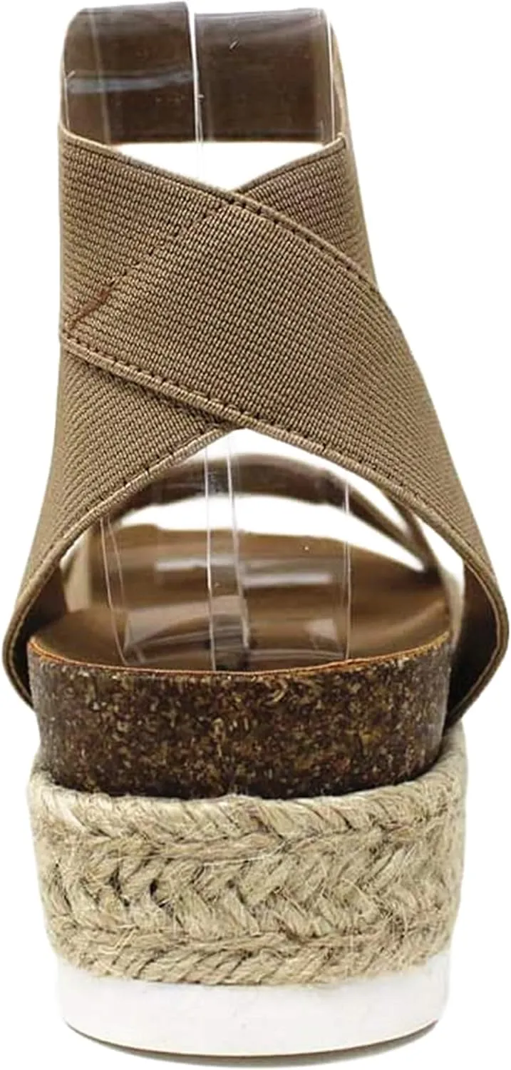 SODA Women's Open Toe Ankle Strap Espadrille Sandal