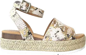 SODA Women's Open Toe Ankle Strap Espadrille Sandal