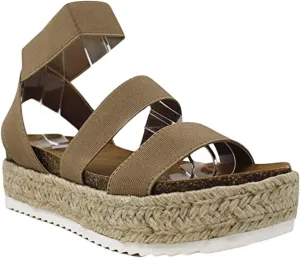 SODA Women's Open Toe Ankle Strap Espadrille Sandal
