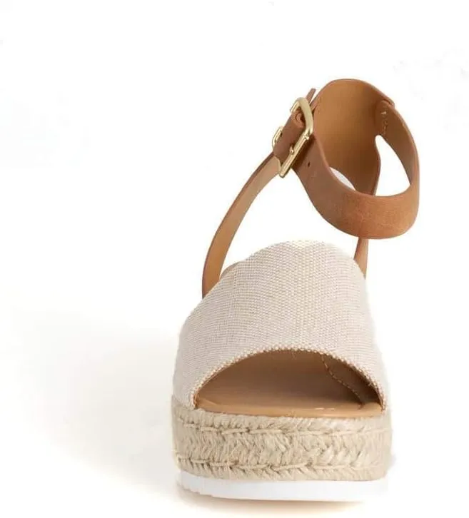 SODA Women's Open Toe Ankle Strap Espadrille Sandal