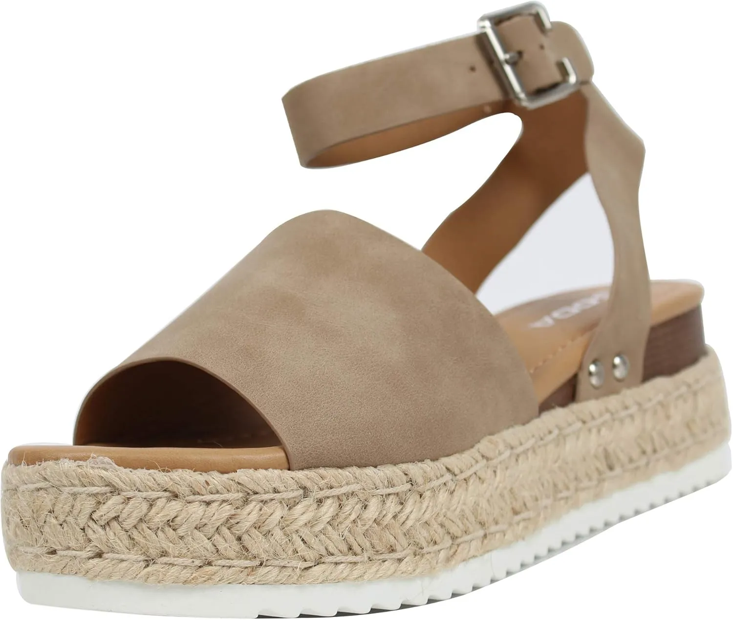 Soda Women's Open Toe Halter Ankle Strap Espadrille Sandal, Natural Nubuck, 10