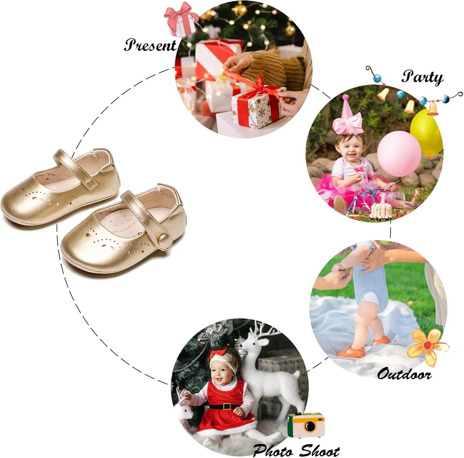 Soft Sole Baby Dress Shoes - Infant Baby Walking Shoes Moccasinss Rubber Sole Crib Shoes.