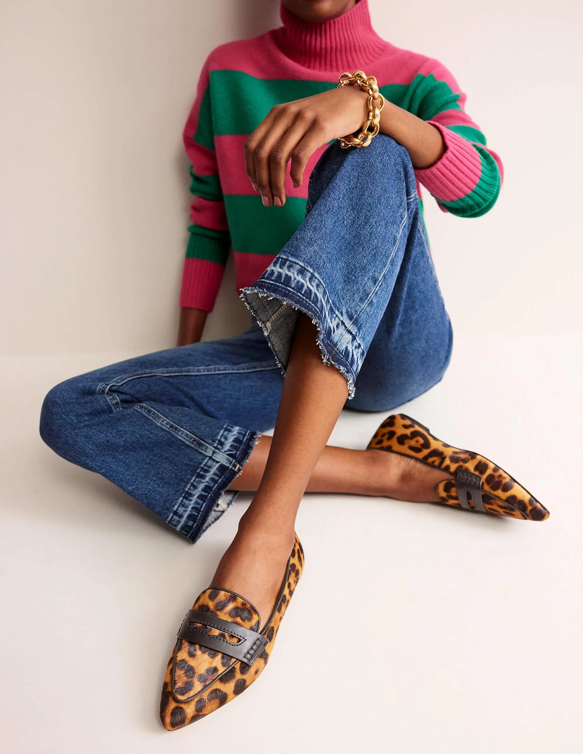 Spitz zulaufende Loafer-Klassisches Leopardenmuster