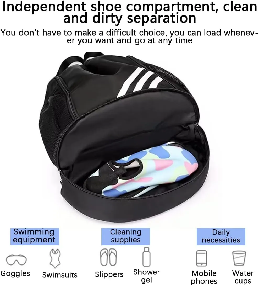 Sports Drawstring Backpack,Waterproof Backpack with Shoe Compartment,Waterproof Sports Fitness Swim Bag