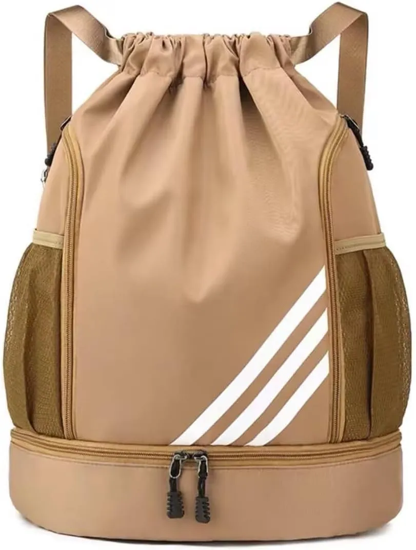 Sports Drawstring Backpack,Waterproof Backpack with Shoe Compartment,Waterproof Sports Fitness Swim Bag