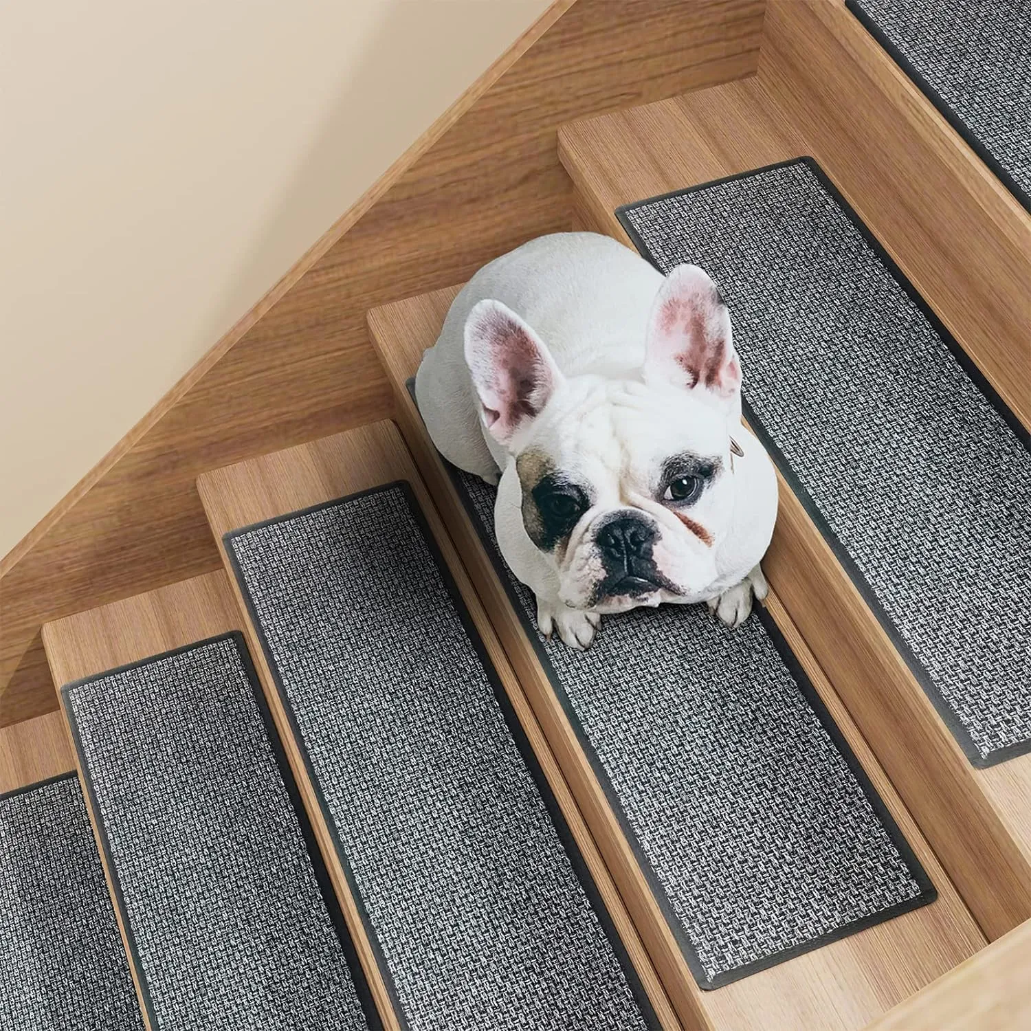 Stair Treads Carpet 4 pcs for Wooden Steps with Non Slip Rubber Backing, 100% Polyester Soft Stairs Resistant Indoor Skid Runner Safety Rugs for Kids Elders and Pets 30" * 8" (Dark Gray)