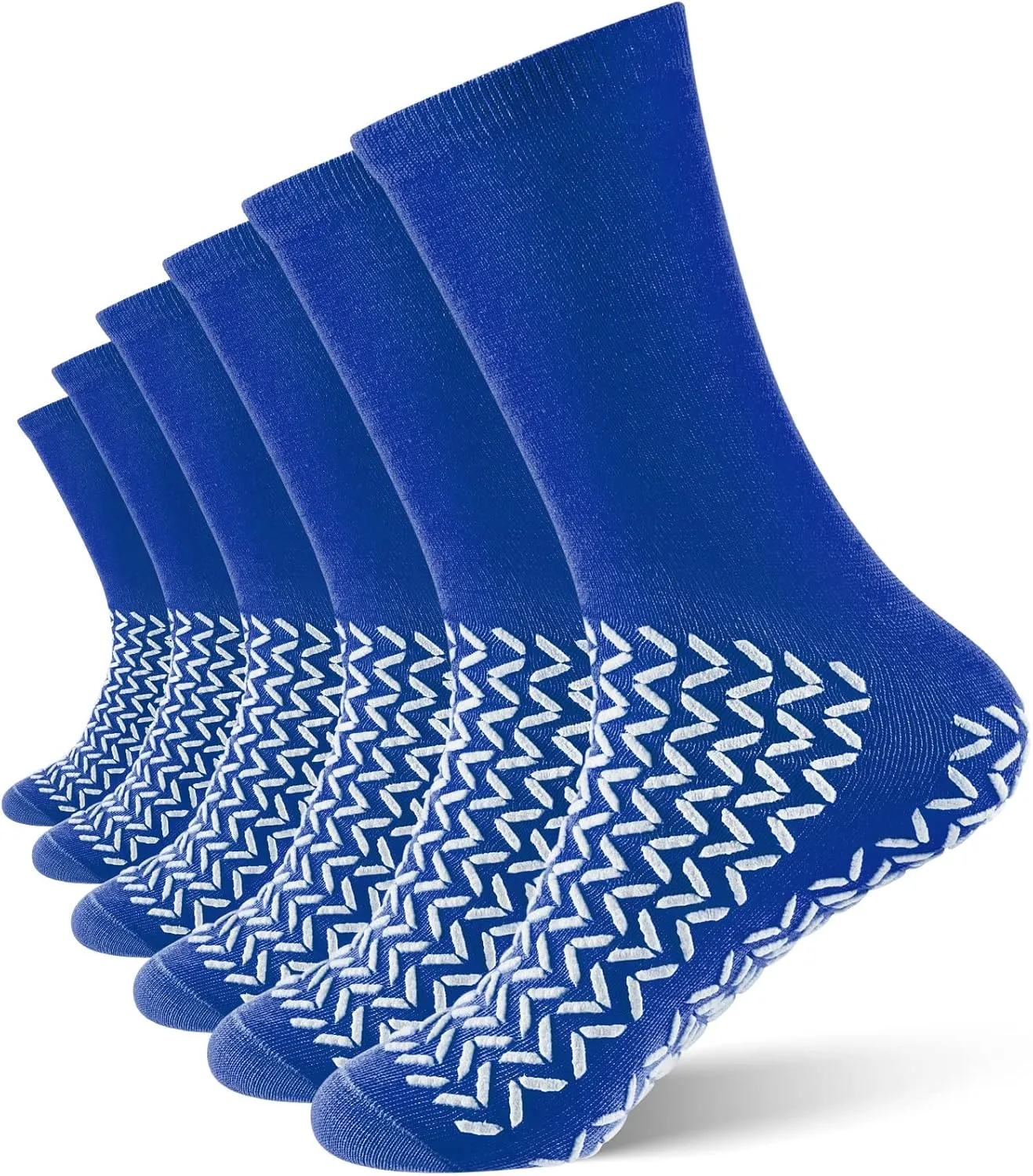 Taiyin 6 Pair Double Sided Tread Non Slip Socks Hospital Socks Slip Stopping Safety Fall Prevention for Bariatric