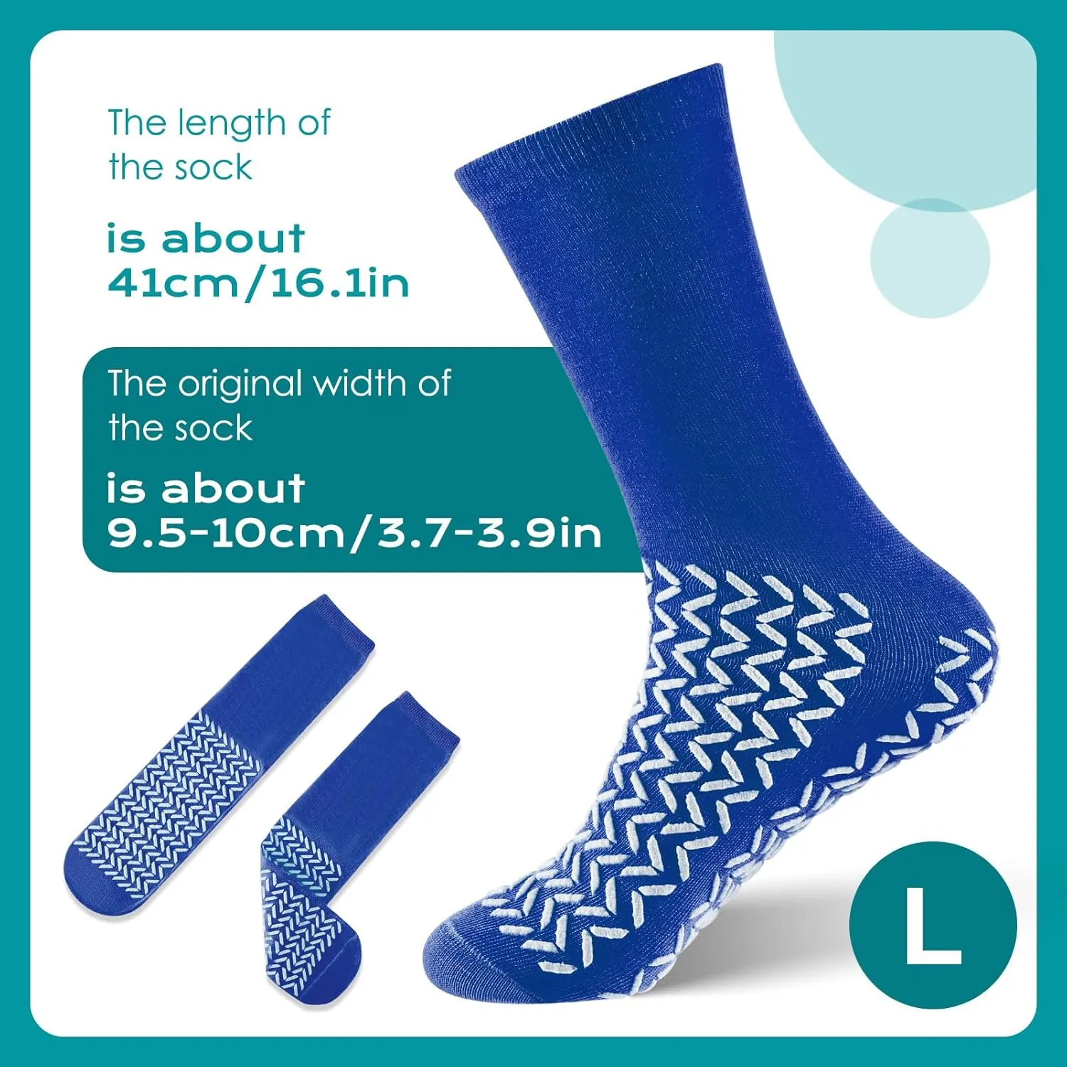 Taiyin 6 Pair Double Sided Tread Non Slip Socks Hospital Socks Slip Stopping Safety Fall Prevention for Bariatric