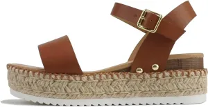 Tan Sandals Sturdy Clip Ankle Espadrille (Whipped Season clearance Stitch) Pu Toe Soda Strap Open
